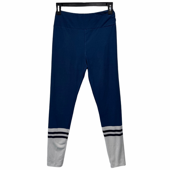Lula Pants - LuLaRoe One Size Blue Leggings – White & Navy Stripe Detail (b1)